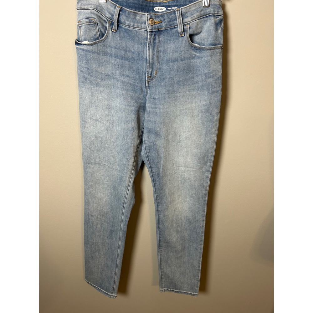 Old‎ Navy Power Straight Jeans Light Wash Denim High Rise Womens Size 12 Long